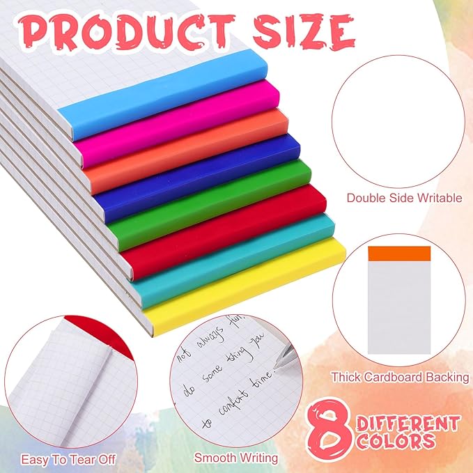 Tenceur 16 Pcs Graph Notepads 3 x 5 Inch Small Graph Grid Math Notebooks Pocket Lined Graph Memo Pads Scratch Pads Mini Writing Pads with 100 Pages Pads for School Classroom Supplies Homework