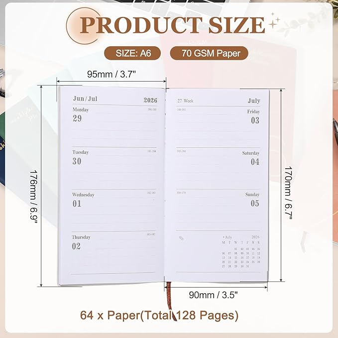 PATIKIL 2026 Planner Notebook, A6 64 Sheets Undated to Do List Daily Weekly Monthly Goals Tracker Pocket Notebook for Office Home Study Work Time Management Fitness Habit, Dark Green