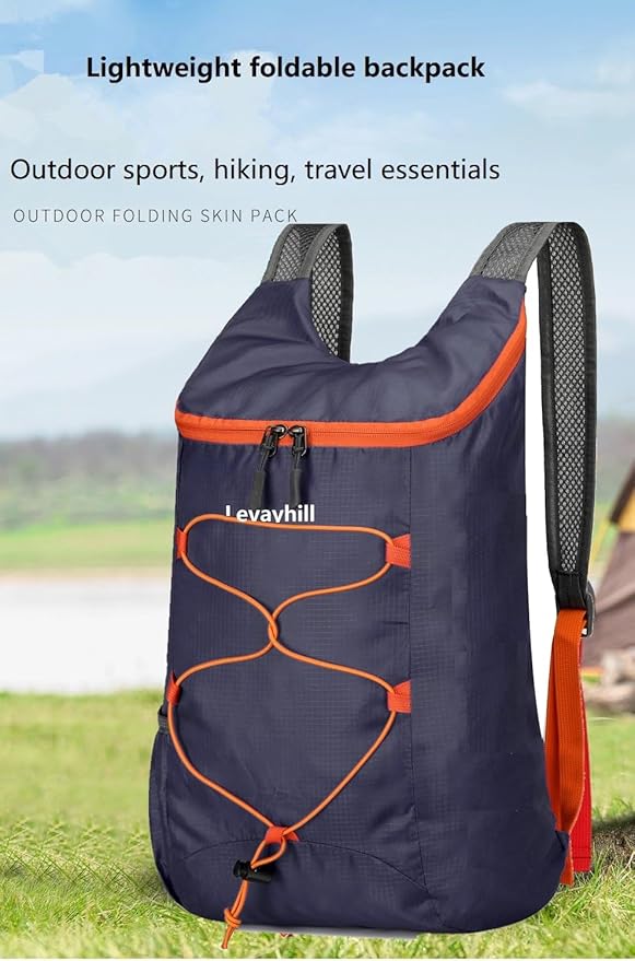 levayhill 16L Lightweight Foldable Hiking-Backpack Small Packable-Daypack For Travel,Ultralight Water-Resistant Gym Bag Men Women Easy Carry-on (Dark Blue)