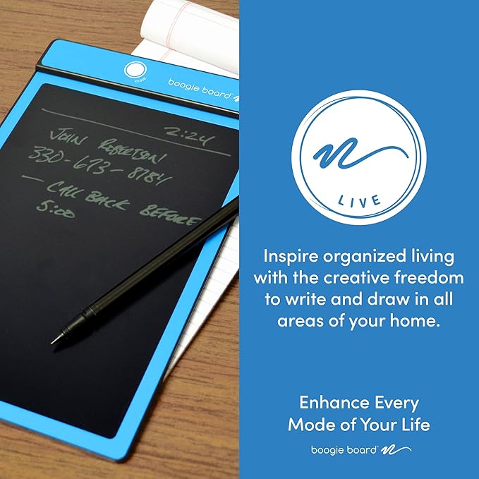 Boogie Board Basics Reusable Writing Pad - Digital Drawing Tablet, LCD Writing Pad with Instant Erase and Stylus Pen - Perfect for Writing, Drawing, and Note-Taking