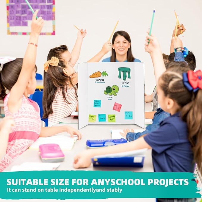 Trifold Poster Board 26"x17", 10 Pack Small Presentation Board for Science Fair Projects, Foldable Display Board for School Projects, Office Presentations and Classroom