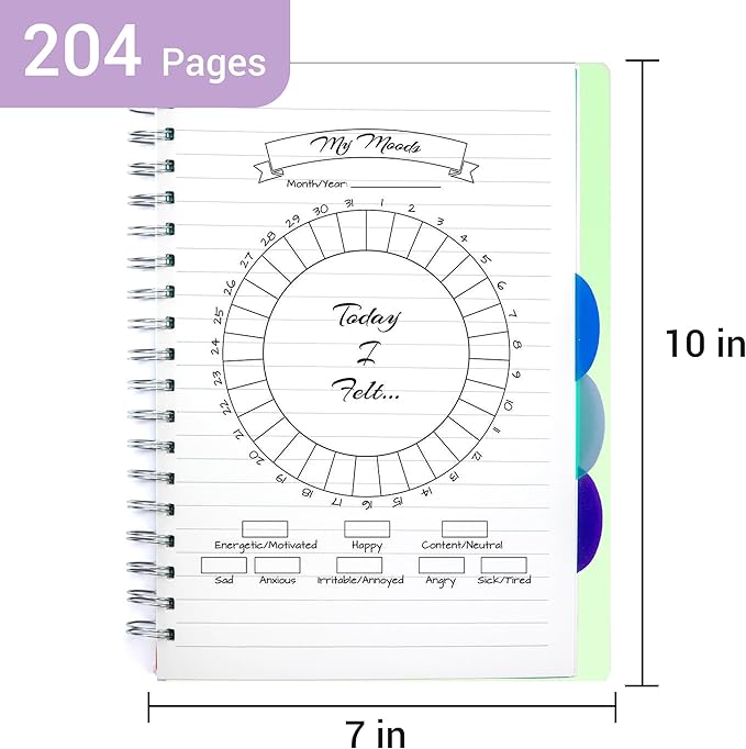 FLYING EAGLE Hardcover Spiral Notebooks 7" X 10" Note Taking 5 Subject Notebook Wide Ruled with Dividers, 204 Pages Lined Spiral Journal Notebook for Work Writing, Green B5