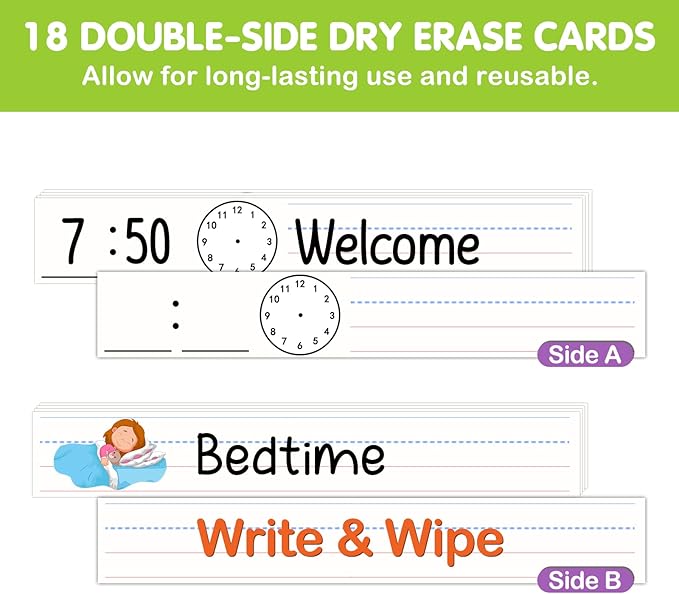 Eamay Daily Schedule Pocket Charts, Teacher Schedule Chart with Resuable 18 Custom Cards, Classroom Pocket Chart for School Office or Homeschool Activities, Blue
