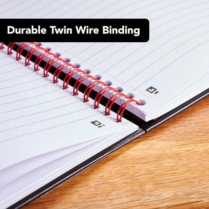 Black n' Red Notebooks, Business Journals, 2 Pack, 8-1/4" x 5-1/4", 70 Sheets, Ruled, Optik Paper, Scribzee App, Hardcover, Wirebound, Black‬‬‬‬‬‬ (400163208)