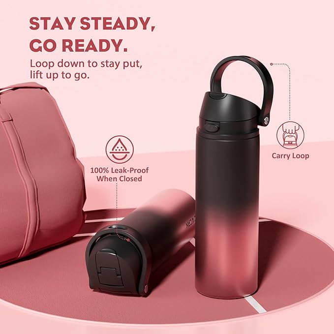 POWCAN 24 oz Stainless Steel Water Bottle: 2-in-1 Push-Button Spout & Quick-Flip Straw, Leakproof, Keep Cold 24Hrs, Fits Car Cup Holder, Insulated Water Bottle for Sports, Travel, School, Gift (Queen)