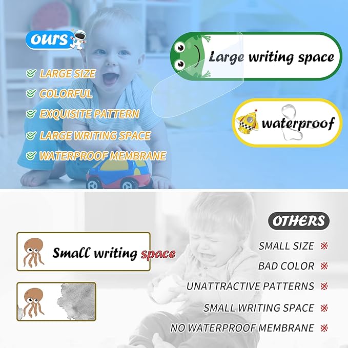 Baby Bottle Labels for Daycare,64Pcs Waterproof School Name Labels for Kids,Daycare Name Tag Label Supplies