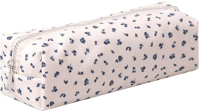 Cute Pencil Case Aesthetic Student Pencil Pouch Coin Pen Pouch Cosmetic Bag Office Stationery Organizer For Kids Teen School (Z-Rose)