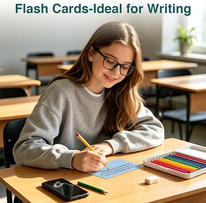 Index Cards 4x6 with Ring, 160 Sheets, Ruled Colored Flash Cards for Effective Studying and Note-Taking,Note Cards, Essential School Supplies for College & Office, Home Organization & Study Supplies