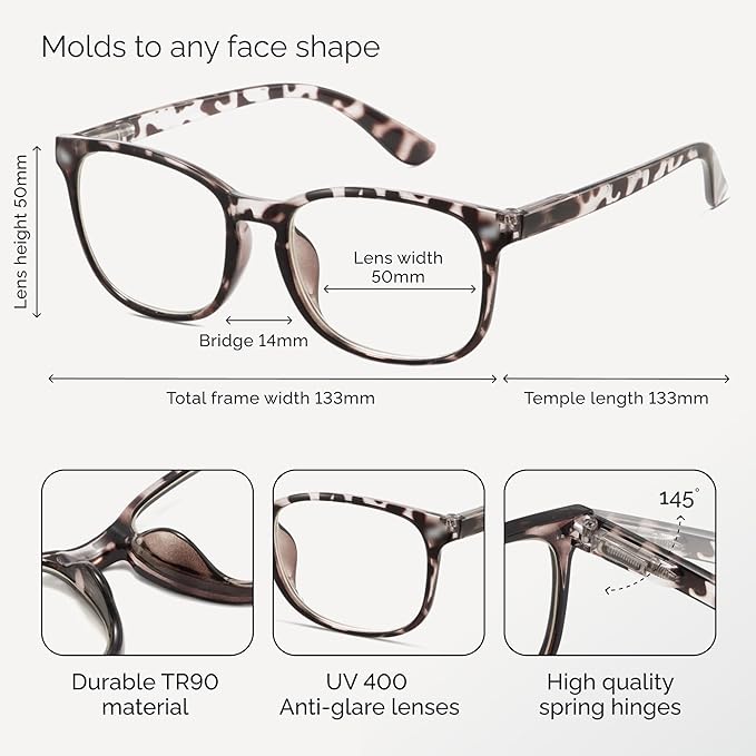 CCVOO Reading Glasses for Women/Men, Eyeglasses, Blue Light Readers for Women/Men, Computer Eye Glasses, Cheaters