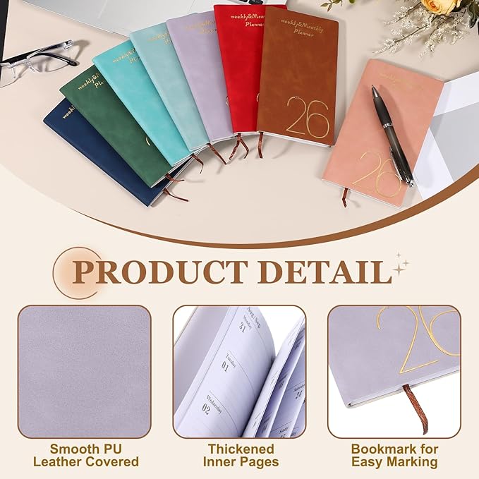 PATIKIL 2026 Daily Planner Notebook, A6 64 Sheets Undated to Do List Daily Weekly Monthly Goals Tracker Pocket Notebook for Office Home Study Work Time Management Fitness Habit, Purple