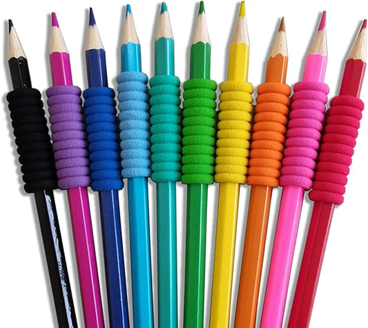 30 Pcs Foam Pencil Grips of 11 Rings for Kids and Adults Handwriting, 10 Colors Pencil Holder Grippers for Relieving Fingers, Mechanical Pencil Holder Cushion
