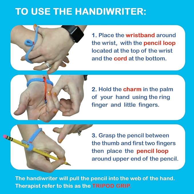 The Original OT Invented & Patented HandiWriter, Hand Made in the USA, Handwriting Aid for a Proper Tripod Grip, Finger Position & Better Penmanship. Great for All Kids Kindergarten Age & Up (8 Pack)