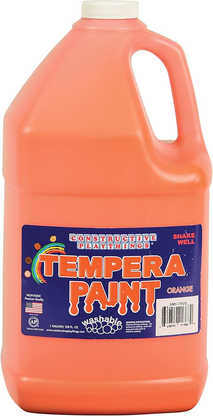 Constructive Playthings Washable Tempera Paint for Kids, Classroom Painting Supplies, Set of 4 Gallons, Multicolor