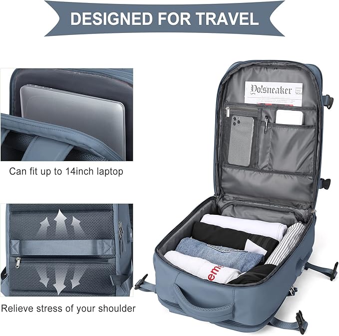 WONHOX Large Travel Backpack Carry on Flight Approved Laptop Work Business Backpack for Women Men Mochila de Viaje