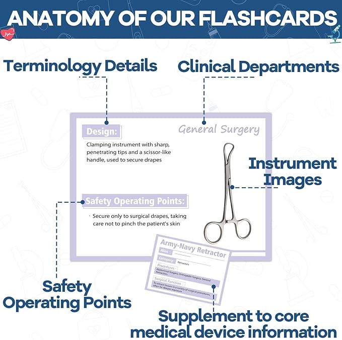 200Pcs Surgical Instruments Flashcards 13 Specialties CST & CRCST Prep for Technology Instrument Index Cards for Surgical Gift Accessory Technologists Exam Medical Student Operating Room Nurse