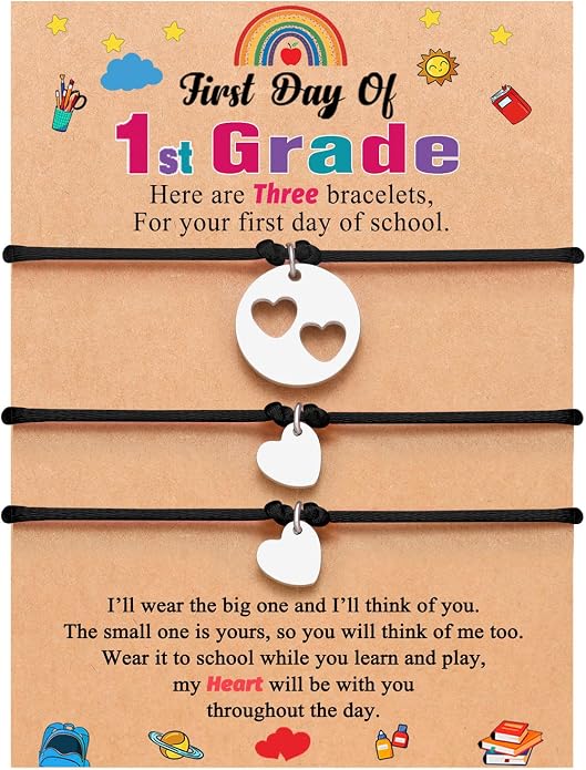3PCS First Day of Preschool/Kindergarten/1st Grade Gift, Back to School Bracelets Set for 3