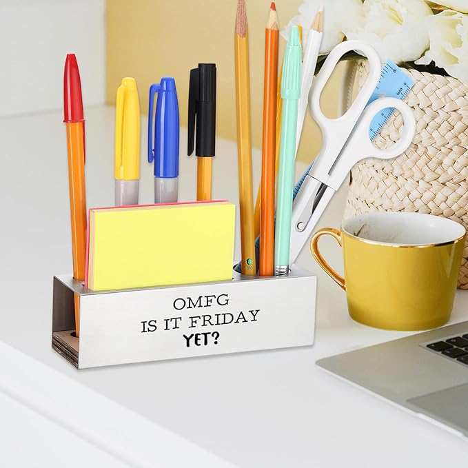 Funny Office for Women, OMFG IS IT FRIDAY YET, Workweek Humor Gift for Coworkers Employees, Sarcastic Workplace Desk for Office, Stationary Supplies Pencil Holder for Desk SD285