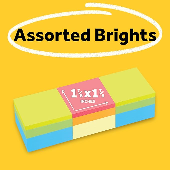 Post-it Notes Cube, 1 7/8 in. x 1 7/8 in., 3 Sticky Notes Pad, 400 Sheets, Assorted Bright Colors (Pack of 8)