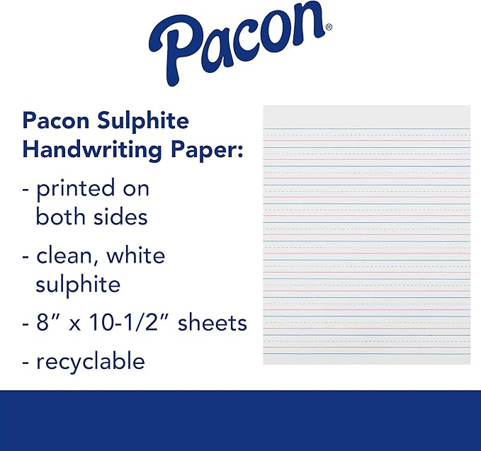 Zaner-Bloser Broken Midline Sulphite Paper, 500 Sheet, Ruled, 10.50-inch x 8-inch, 500/Pack, White PaperPACZP2413
