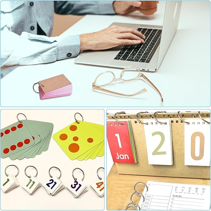 16PCS Book Binder Rings,1 Inch Metal Loose Leaf Rings for Flash Cards, Index Cards, Recipe Books and Key Chains, Small-Project Organizer for School, Office, Crafts