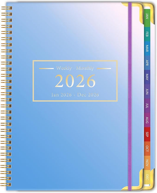 Planner -2026, Hardcover Weekly & Monthly Calendar Planner, January 2026 - December 2026, 6" x 8", Daily Agenda Book with Colorful Tabs, College Organizer Notebook, School & Work Supplies for Student Teacher Classroom