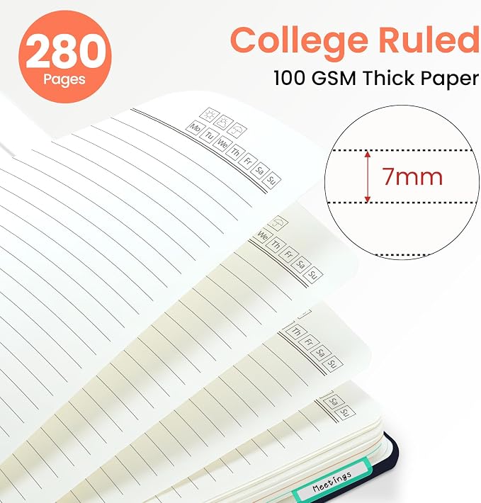 ZOTIA Large Spiral Notebooks for Work 5 Subject with Removable Dividers