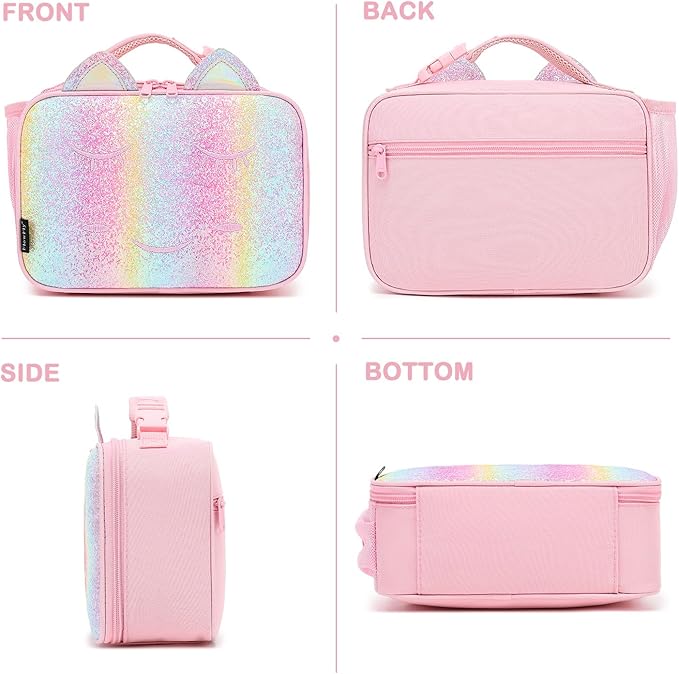 FlowFly Kids Lunch box Insulated Soft Bag Mini Cooler Back to School Thermal Meal Tote Kit for Girls, Boys, Smile