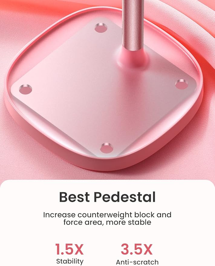 LISEN Pink Vanity Girls Room Decor Kitchen Accessories, Cute Pink Cell Phone Stand Bathroom Living Room Essentials Decor Offices Desk Accessories for iPad mini Phone Holder 4-10 in