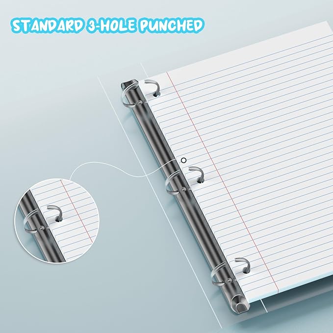 White Loose Leaf Paper 8 x 10.5, 130 Sheets Lined Paper College Ruled Paper, 3 Hole Punched Notebook Paper College Ruled, 3 Ring Binder Paper 8 x 10.5, Filler Paper College Ruled for Office, School