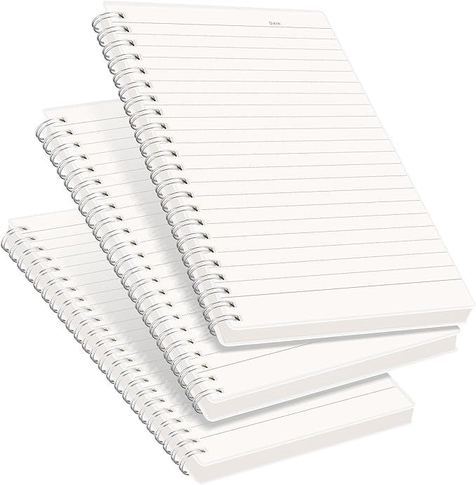 RETTACY Spiral College Ruled Notebook, 3-Pack, 160 Pages per Pack, A5 Medium Size (5.7" x 8.3"), for School, Work, Writing, Journaling, 100 GSM Thick Paper, Flexible Plastic Cover