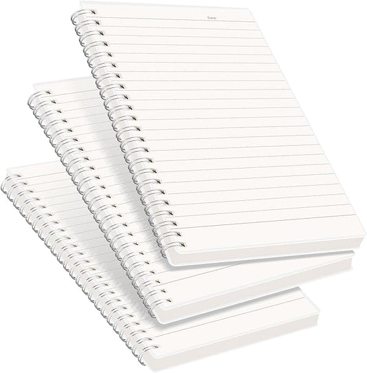 RETTACY Spiral College Ruled Notebook, 3-Pack, 160 Pages per Pack, A5 Medium Size (5.7" x 8.3"), for School, Work, Writing, Journaling, 100 GSM Thick Paper, Flexible Plastic Cover