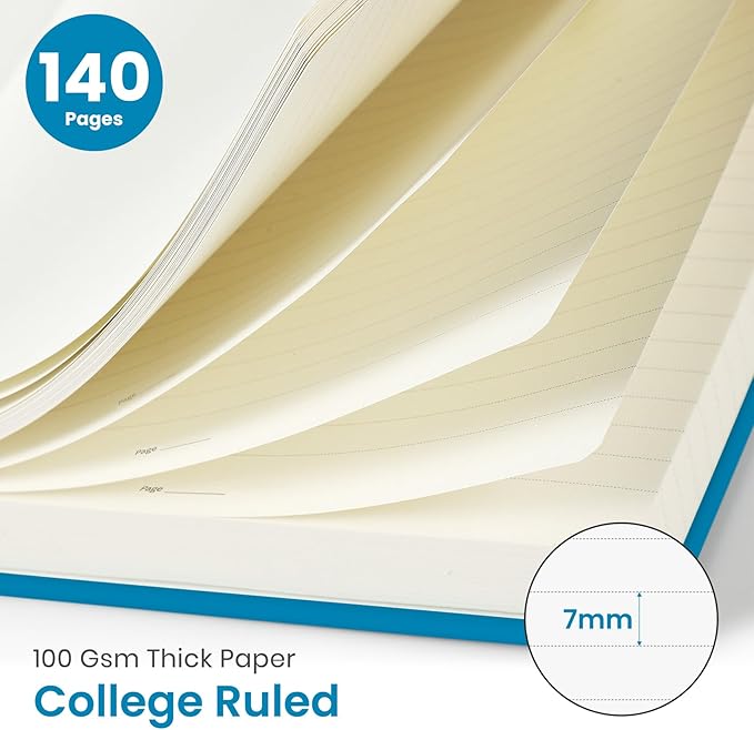 Taja Lined Spiral Journal Notebook for Women & Men, 140 Pages, College Ruled Hardcover Notebook for Work & Note Taking, Journals for Writing, A5(5.7" x 7.9") – Azure Blue