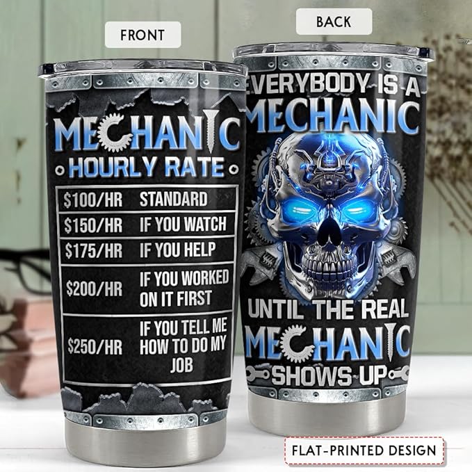 Mechanic Gifts, 20oz Stainless Steel Insulated Tumbler - Coffee Travel Mug Gifts for Mechanics, Birthday, Christmas