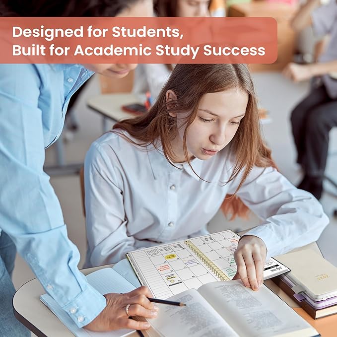 Planner 2026-2027, Academic Year Monthly and Weekly Calendar Planner, Jul 2026 - Jun 2027, Hardcover Teacher Student Planning Agenda book with Tabs, Perfect for School Office Supplies, 6.3" x 8.5" - Humming Glow