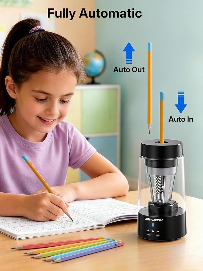 JARLINK Fully Automatic Rechargeable Electric Pencil Sharpener
