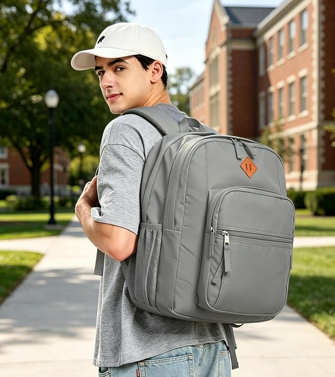 abshoo Classical Basic Womens Travel Backpack For College Men Water Resistant Large Bookbag (Grey)