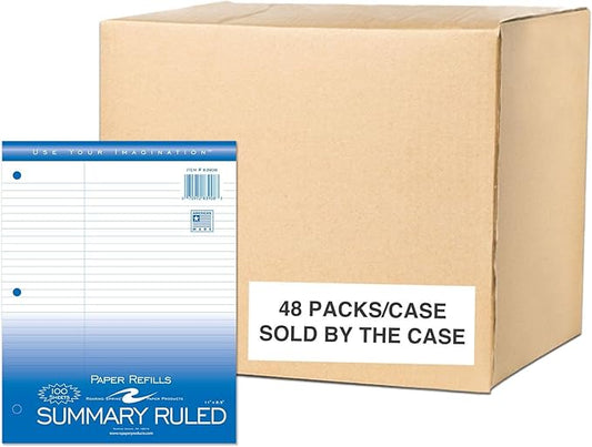 Roaring Spring Loose Leaf Law Paper, Case of 48 Packs, 100 Sheets Per Pack, 8"x10.5" White 15# Law/College Ruled Notebook Filler Paper With Margin, 3-hole Punched, Proudly Made in the USA