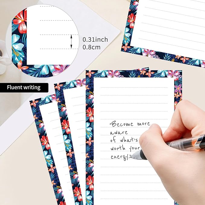 2 Pack Lined Sticky Notes 4x6 in, Cute Self-Stick Notepads with Lines, Large Memo Pads Strong Adhesive for Office, Home Colorful Boho Purple Flower