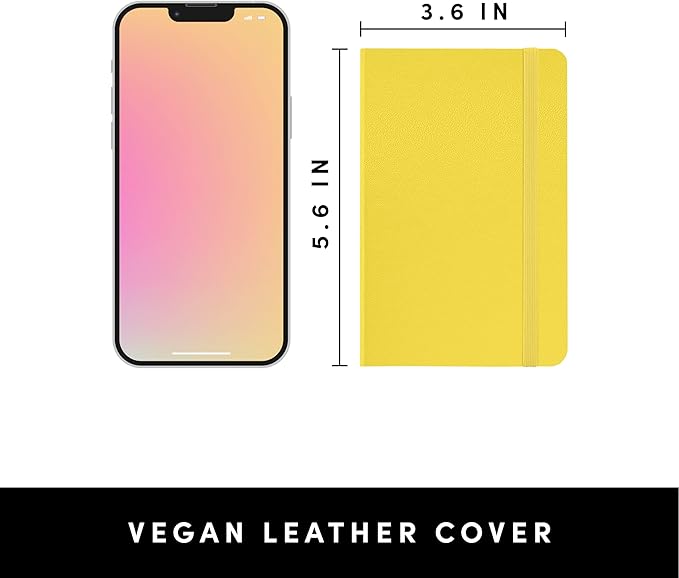 PAPERAGE Lined Pocket Journal Notebook, 1 Pack, (Yellow), 160 Pages, Small, 3.6 inches x 5.6 inches - 100 GSM Thick Paper, Hardcover