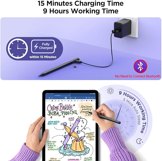 DEGGE Stylus Pen for iPad 2018-2025, 15Mins Fast Charge for Apple Pencil, Palm Rejection, Compatible with iPad A16 11/10/9/8/7/6, iPad Pro M5/M4/12.9"/11", iPad mini 7/6/5, iPad Air M3/M2/5/4/3