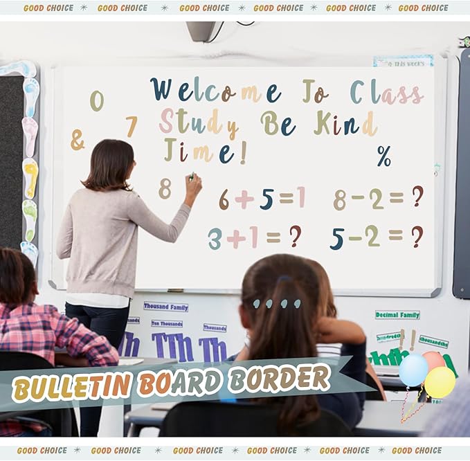 221 Pcs Boho Bulletin Board Letters, Italic Alphabet Number Punctuation Symbol Combo Letter Cutouts, Boho Classroom Decor for School Classroom Chalkboard Poster Bulletin Board Wall