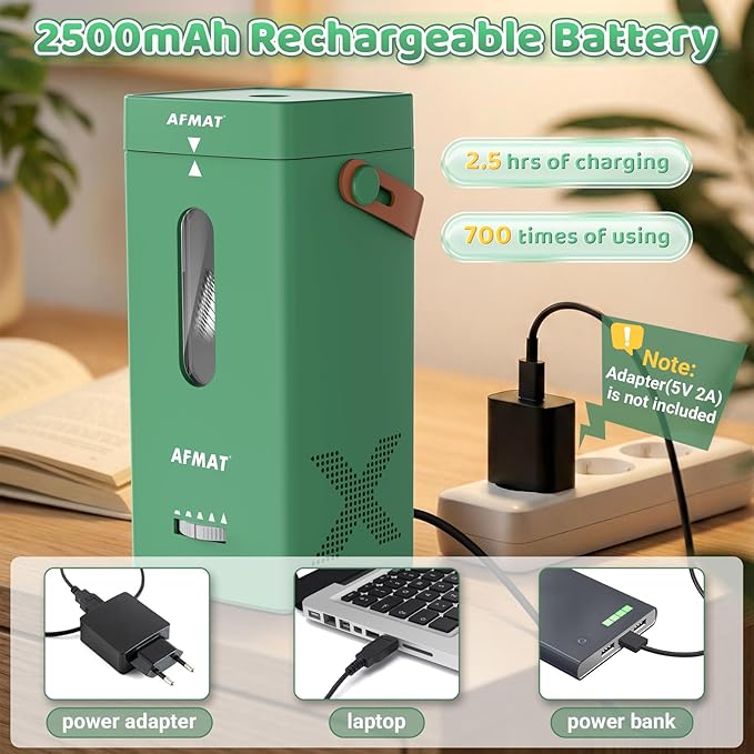 AFMAT Electric Pencil Sharpener, Fully Automatic Pencil Sharpener, Auto in & Out, Rechargeable Hands-Free Sharpeners for Jumbo & Colored Pencils (6.5-12mm), Portable for Home/Classroom/Office PSC6