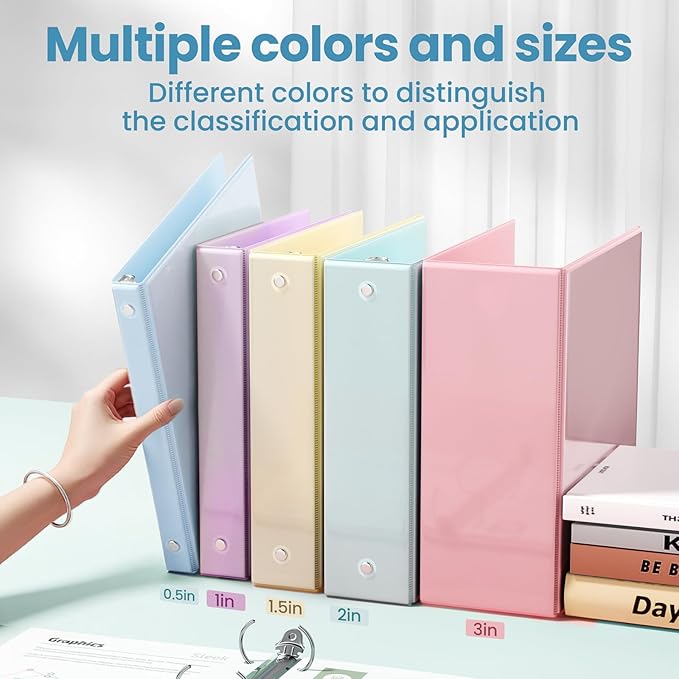 SUNEE 3 Ring Binder 2 Inch 2 Pack, Clear View Binder Three Ring PVC-Free (Fit 8.5x11 Inches) for School or Office Supplies, Blue