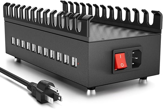 USB Charger Block, 300W 22 Port USB Charging Station for Multiple Devices, Desktop Wall Fast Charger with Storage Dividers, USΒ Power Strip Suitable for Home Office School Hotel