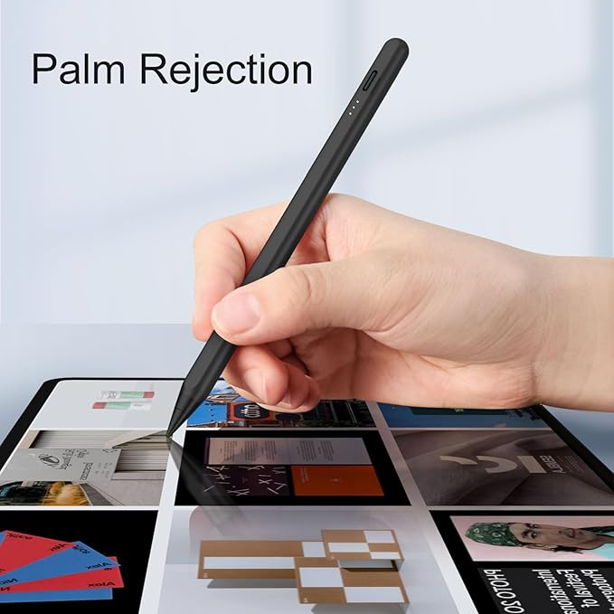 Stylus Pen for iPad, 13 mins Fast Charge Stylus with Palm Rejection, Tilt Sensitivity, Compatible with 2018-2024 iPad Air 3/4/5/6, iPad mini 5/6, iPad 6/7/8/9/10, iPad Pro 11"/12.9"/M4 (Black)