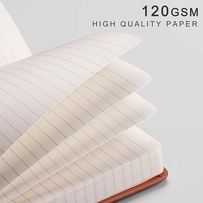EMSHOI Lined Journal Notebook, 256 Numbered Pages, A5 Size (5.7'' x 8.3'')