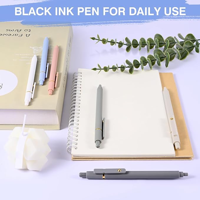 Gel Pens, 6 Pack 0.5mm Fine Point Pen Black Ink with 6 Refills, Quick Dry & No Smear, Smooth Writing Pens for Journaling, School, Aesthetic Office Supplies, Nurse Pens