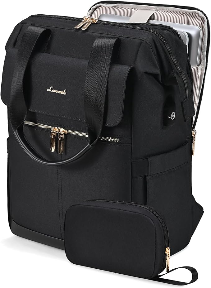 LOVEVOOK Laptop Backpack for Women, 15.6 Inch Work Laptop Bag with USB Port, Fashion Teacher Nurse Backpack Purse, Waterproof Travel Computer Backpack with Organizer Bag, 2PCS