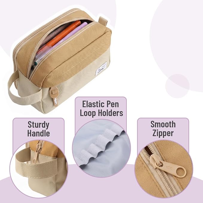 Mr. Pen- High Capacity Pencil Case, Large Pencil Pouch with 3 Compartments and 2 Pockets, Large Pencil Bag with Smooth Zipper, Cute Pencil Case Pouch Organizer, School Supplies for Teens