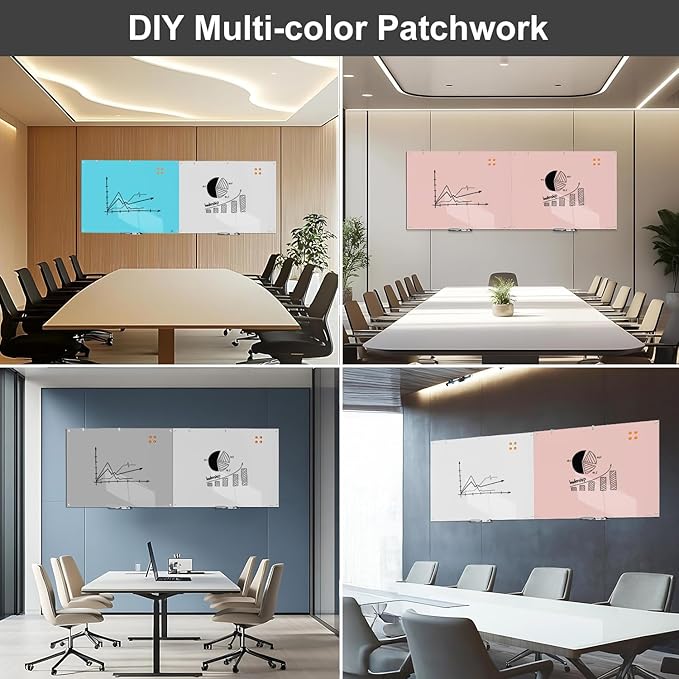 Glass Dry Erase Board for Wall, 36x24 Inches Magnetic Glass Whiteboard, Orange Frameless White Board for Office School Classroom Home, 3x2 Feet Large Whiteboard Wall Mounted
